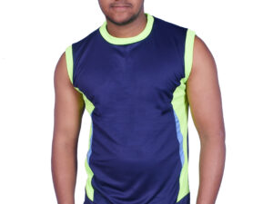 Sleeveless Sports Tshirt for Swimming, Jogging, Yoga, Gym, Workout, Exercise, Fitness, Cricket, Football Training - Blue & Green