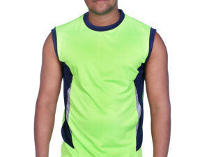 Sleeveless Sports Tshirt for Swimming, Jogging, Yoga, Gym, Workout, Exercise, Fitness, Cricket, Football Training - Green & Blue