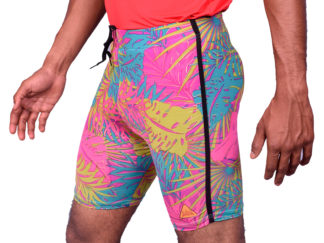 Printed Multi Color Skin Tight Compression Non-Padded Unisex Half Shorts/Compression Pant for Cycling, Exercise, Fitness, Gym, Running - Multi Color