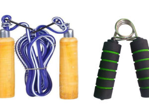 Wooden Hand Skipping Rope and Resistance Hand Gripper Combo