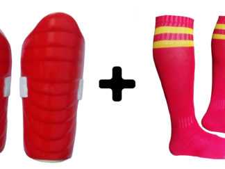 Combo of Soccer Socks & Shin Guard (Red Color)