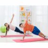 boy and girl doing workout on anti-slip yoga mat