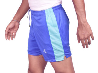 Soft Lycra Athletic Side Cut Half Pant Shorts for Men's Gym, Running, Cycling, Swimming, Basketball, Yoga, Football, Tennis, Badminton & Many More Sports, Color Blue and Sea Green Side Border