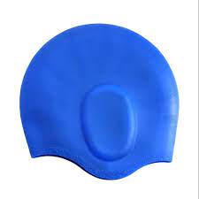 Silicone Made Blue Ear Protection Swimming Cap