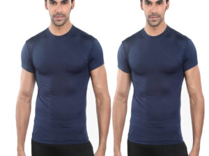 Bloomun Half Sleeve Skin Tight Inner Compression  - Navy Blue(Pack of 2)